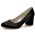 Damen Hochzeit Schuhe Pumpen Satin Slingback Brautschuhe Blockabsatz Runde Zehe Elegant Satin Halbschuhe Schwarz Weiß Elfenbein