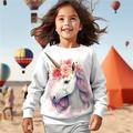 Mädchen 3D Blumen Einhorn Pullover Rosa Langarm 3D-Druck Frühling Herbst Modisch Strassenmode bezaubernd Polyester kinderkleidung 3-12 Jahre Rundhalsausschnitt Outdoor Casual Täglich Regular Fit