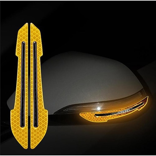 2 Stück reflektierende Autoaufkleber, Rückspiegel, reflektierende Schutzaufkleber, Abziehbilder, Sicherheitswarnung, Antikollision, universelles Auto-Außenzubehör Image