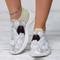 Damen Turnschuhe Slip-Ons Schuhe bedrucken Flyknit Schuhe Komfort Schuhe Outdoor Täglich Katze Flacher Absatz Modisch Brautkleider schlicht Fliegendes Weben Schwarz Weiß Rot