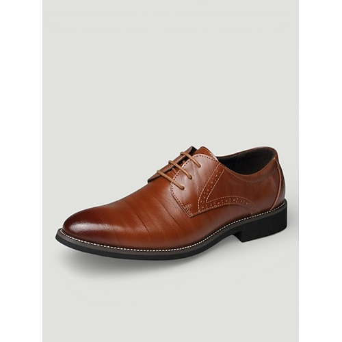 Herren Outdoor Derby-Schuhe Abendschuhe Geschäftlich Klassisch Täglich Büro Karriere Party Abend Leder Tragen Sie Beweis Schnürsenkel Schwarz Gelb Blau Frühling Herbst Image