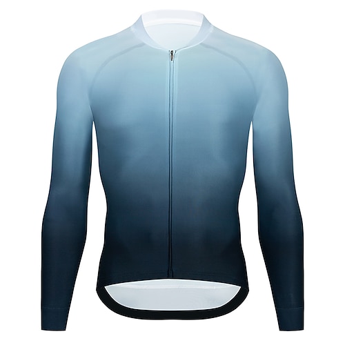 Herren Radtrikot Farbverlauf Langarm Fahhrad Trikot Oberteil mit 3 Gesäßtaschen Mountainbike MTB Straßenradsport Schnelltrocknend Reflektierende Streifen Rückentasche Feuchtigkeitsableitend Sport Image