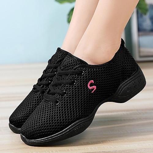 Weiße Mesh-Tanzschuhe für Damen – leichte, atmungsaktive Sneaker für Jazz, Ballett und Fitnesstanz Image