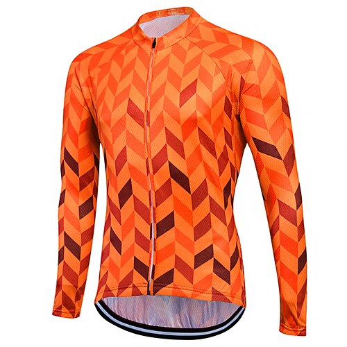 Herren Radtrikot Fischgrätenmuster Gemustert Langarm Fahhrad Sweatshirt Trikot Oberteil mit 3 Gesäßtaschen Mountainbike MTB Straßenradsport Schnelltrocknend Frontreißverschluss Weich Reflektierende Image