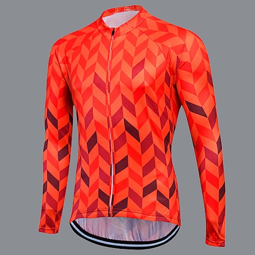 Herren Radtrikot Fischgrätenmuster Gemustert Langarm Fahhrad Sweatshirt Trikot Oberteil mit 3 Gesäßtaschen Mountainbike MTB Straßenradsport Schnelltrocknend Frontreißverschluss Weich Reflektierende Image