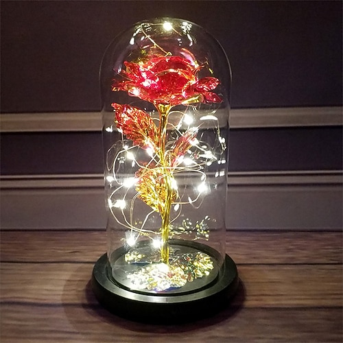 LED Rosen Schmetterling Lampe in Glaskuppel - Perfekt für romantische Hochzeiten Geburtstage und den Muttertag (Batterie nicht enthalten) Image