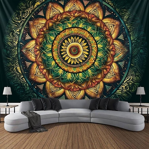 Boho-Mandala-Hängeteppich, Wandkunst, großer Wandteppich, Wanddekoration, Fotografie, Hintergrund, Decke, Vorhang, Zuhause, Schlafzimmer, Wohnzimmer, Dekoration Image