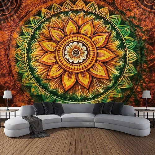 Boho-Mandala-Hängeteppich, Wandkunst, großer Wandteppich, Wanddekoration, Fotografie, Hintergrund, Decke, Vorhang, Zuhause, Schlafzimmer, Wohnzimmer, Dekoration Image