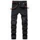 Herren Jeans Hose Hosen Tasche Zerrissen Glatt Komfort Atmungsaktiv Täglich Ausgehen Baumwollmischung Modisch Brautkleider schlicht Schwarz Blau