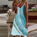 Damen Mini Kleid Petite Kleid Petite Kleid Sommerkleid A-Linie Kleid Sommerkleid Urlaub Mode Stylish Outdoor Urlaub Alltag Reguläre Passform Ombre Marmor Ärmellos V-Ausschnitt Blau Sommer