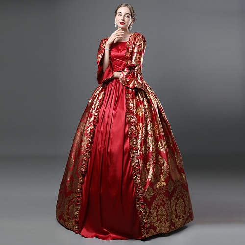 Rokoko Viktorianisch Cocktailkleid Lange Länge Kleid Partykostüm Maskerade Übergröße Normal Gedicht Übergrössen Ballkleid Kostüm Damen königlich Party Abschlussball Karneval von Venedig Kleid Image