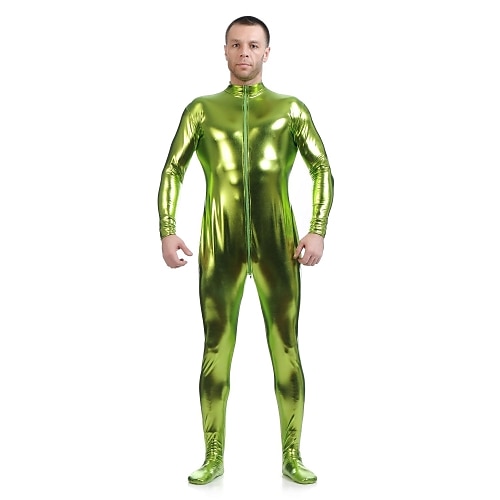 Glänzende Zentai-Anzüge Cosplay Kostüm Ganzkörperanzug Karnevalskostüm Ganzkörperanzug Herren Damen Sex Sexy Kostüm Einfarbig Elasthan Latex Kostüm für Halloween Erwachsene Image