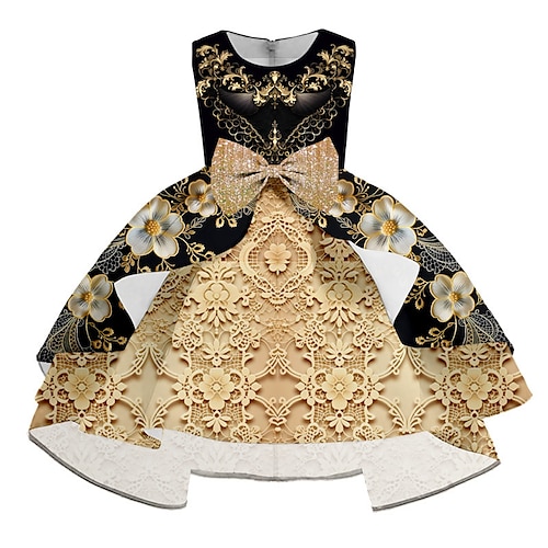 Mädchen' 3D Blumen Party Kleid Ärmellos 3D-Druck Sommer Frühling Herbst Urlaub Party Besondere Anlässe Elegant Prinzessin Schön kinderkleidung 3-12 Jahre abendkleider Schaukelkleid A Linie Kleid Image