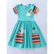 Kinder Mädchen Kleid Cartoon Regenbogen Kurzarm Schule Party bestickt süße knielange Baumwolle T-Shirt Kleid T-Shirt Kleid Sommer 3 Jahre Grau