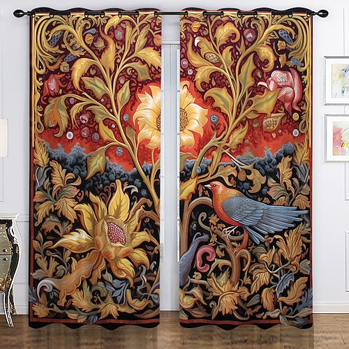 Verdunkelungsvorhänge im Landhausstil mit Ösen/Ösen für Wohnzimmer, Schlafzimmer, Tür, Küche, Balkon, Fensterbehandlungen, thermisch isolierte Raumverdunkelung Image