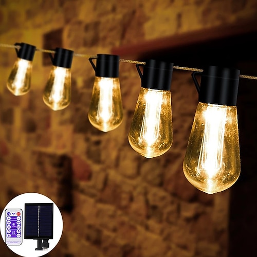 elegante 5m 20LED Solar-Globe-Lichterkette mit Fernbedienung, Retro-G50-Glühbirnen, IP65 wasserdicht für Gartenpartys im Freien, Dekoration für das Ferienhaus Image