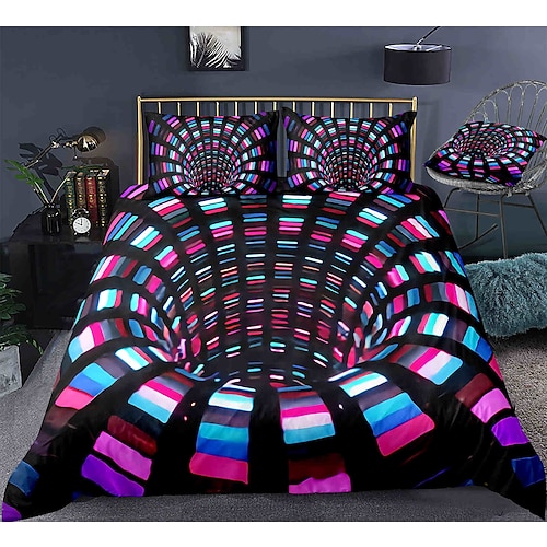 3D-Wirbel-Bettbezug-Bettwäsche-Sets Bettbezug mit 1 Bettbezug oder Bettdecke, 1 Blatt, 2 Kissenbezügen für Doppelbett/Königin/König (1 Kissenbezug für Zwillinge/Einzelbetten) Image