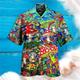 Herren Hemd Hawaiihemd Sommerhemd Grafik-Shirt Aloha-Shirt Pilz Umlegekragen Schwarz Gelb Schwarz / Violett Rote Purpur Outdoor Strasse 3D Button-Down Bekleidung Modisch Designer Brautkleider