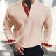 Valentinstag-Rose, lässiges Henley-Hemd mit 3D-Druck für Herren, Alltagskleidung, Ausgehen, Frühlingamp; Sommer V-Ausschnitt Langarm Schwarz, Weiß, Rosa S, M, L 4-Wege-Stretch