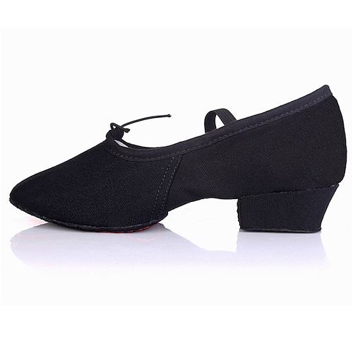 Damen-Tanzschuhe aus Canvas mit niedrigem Absatz und Wildledersohle – ideal für lateinamerikanische Tänze, Tanzschuhe mit weicher Sohle für Auftritte Image
