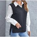 Damen Pullunder Stilvoll Basic Brautkleider schlicht Einfarbig V Ausschnitt Strick Ärmellos Stricken Schulanfang Täglich Ausgehen Schwarz Wein Sommer Frühling