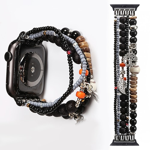 Schmuck Armband Kompatibel mit Apple Watch Armband 38mm 40mm 41mm 42mm 44mm 45mm 49mm Damen Elasthan Perlenbesetzt Glasperlen Ersatzarmband für iwatch Ultra 2 Series 9 8 7 SE 6 5 4 3 2 1 Image