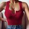 Damen Camisole Tank Top Schwarz Weiß Gelb Einfarbig Ärmelos Party Sport Streetwear Lässig Sexy V-Hals Regulär S