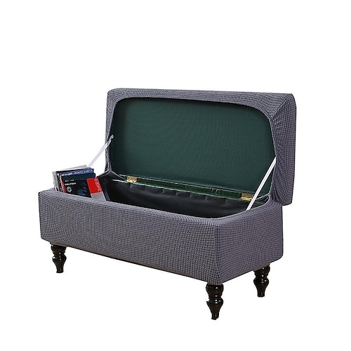 Ottomane-Bezug, rechteckiger Jacquard-Bezug mit Aufbewahrung, burgunderfarben, Ottomane-Bank-Schonbezüge, klappbarer Sitzbank-Bezug, Fußstützen-Hocker-Schonbezug für Schlafzimmer und Wohnzimmer Image