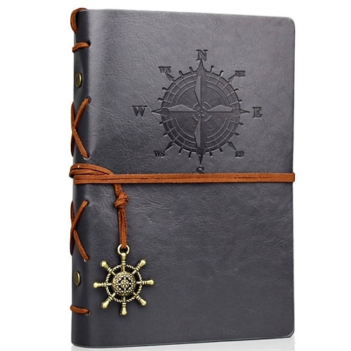 Reisetagebuch-Notizbücher, Vintage-Notizbuch aus PU-Leder, Qualitätspapier, keine Linien, dick und glatt, zum Schreiben in ein nachfüllbares A6-Notizbuch, 7 x 5 Zoll, 80 Blatt, Geschenk zum Image