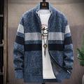 Herren Pullover Strickjacke Zip Pullover Reißverschluss Pullover Jacke Fleece Pullover Stricken Strick Farbblock Ständer Stilvoll Outdoor Heim Bekleidung Winter Herbst Blau Dunkelgray M L XL