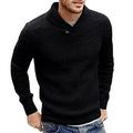 Herren Pullover Strickjacke Stricken Taste Strick Feste Farbe Hemdkragen Stilvoll Vintage-Stil Casual Freizeitskleidung Bekleidung Herbst Winter Schwarz Weiß S M L