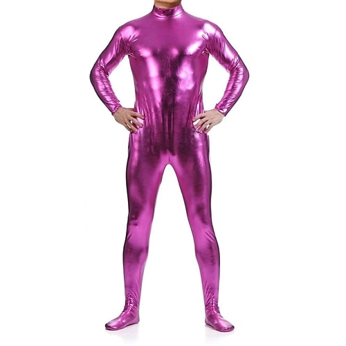 Glänzende Zentai-Anzüge Ganzkörperanzug Bodysuit Karnevalskostüm Ganzkörperanzug Herren Damen Sex Einfarbig Elasthan Latex Kostüm für Halloween Maskerade Erwachsene Image