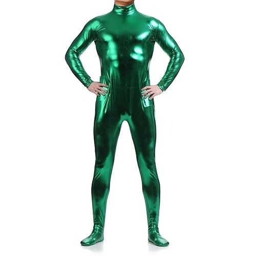 Glänzende Zentai-Anzüge Ganzkörperanzug Bodysuit Karnevalskostüm Ganzkörperanzug Herren Damen Sex Einfarbig Elasthan Latex Kostüm für Halloween Maskerade Erwachsene