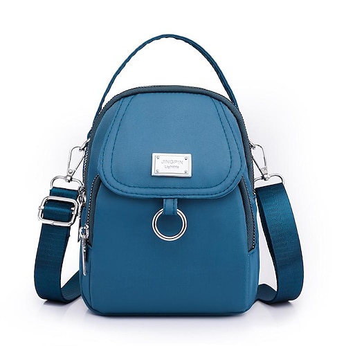 Damen Handtasche Umhängetasche Kuppeltasche Nylon Täglich Einkaufen Schnalle Reißverschluss Verstellbar Großes Fassungsvermögen Leicht Einfarbig Saphirblau. Dunstblau. zartes Rosa.