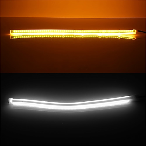 2 stücke led drl auto licht tagfahrlicht streifen licht flexibel wasserdicht auto scheinwerfer bremsfluss rohr licht blinker weiß gelb blau 12 v 30/45/60 cm mit fahrer Image