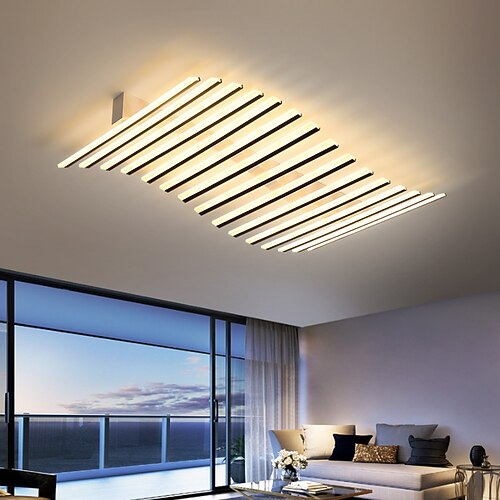 Rechteckige geometrische LED Deckenlampe 12/15 Köpfe, dimmbarer Kronleuchter für Schlafzimmer und Wohnzimmer, moderne lineare LED Deckenleuchte, Welle 110-240V Image