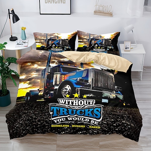 3D-Bettwäsche mit Bauernhof-Traktor-Druck, Bettbezug, Bettwäsche-Sets, Bettbezug mit 1 bedrucktem Bettbezug oder Bettdecke, 2 Kissenbezügen für Doppelbett/Queen/King Image