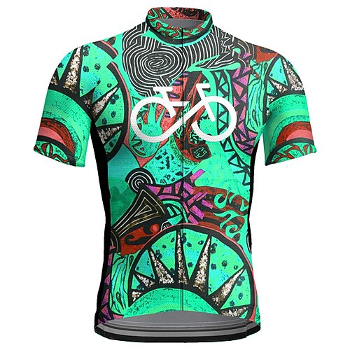 Herren Radtrikot Grafik Boho Kurzarm Fahhrad Trikot Oberteil mit 3 Gesäßtaschen Mountainbike MTB Straßenradsport Schnelltrocknend Reflektierende Streifen Rückentasche Feuchtigkeitsableitend Sport Image