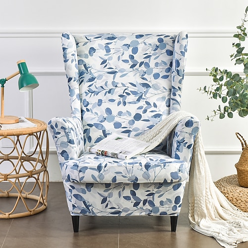 Ohrensessel Schonbezug Spandex Sofabezüge Ohrensessel mit Sitzkissenbezug Blumenmuster Möbelschutz für Wohnzimmer Image