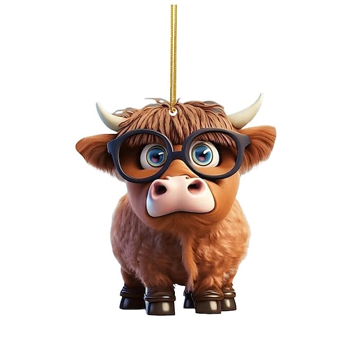 1 entzückender Cartoon-Kuh-Auto-Anhänger – perfekt für Weihnachtsbaumdekorationen Autoinnenausstattung!