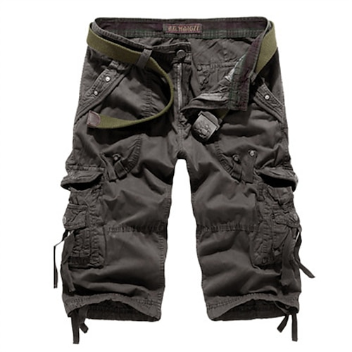 Herren Cargo Shorts Kurze Hosen Capri-Shorts Caprihose Kurze Hose für Wanderer Tasche Glatt Komfort Atmungsaktiv Wadenlänge Arbeit Casual Täglich Modisch Strassenmode Rote Marineblau Image
