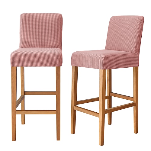 2 Stück Stretch-Barhocker-Bezüge, Pub-Thekenhocker-Stuhlhussen für Esszimmer-/Café-Möbel, burgunderrot, Stretch-Sitzbezüge, rutschfest, mit elastischer Unterseite Image