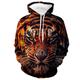 Herren Unisex Kapuzenpullover Hoodie Sweatshirt 1 2 3 4 SchwarzBraun Kapuzenpullover Animal Color Block Wolf Print Täglicher Sport 3D Druck Designer Casual Big and Tall Frühling Herbst Kleidung