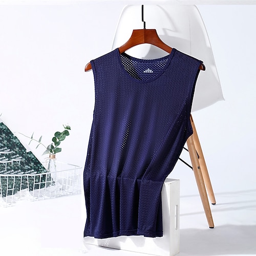 Herren Tank Top Weste Unterhemd Ärmelloses Shirt Ärmellos Rundhalsausschnitt Sommer Einfach Mode Designer Basic Urlaub Straße Ausgehen Schwarz Weiß Dunkelblau Top T-Shirt für Herren Image