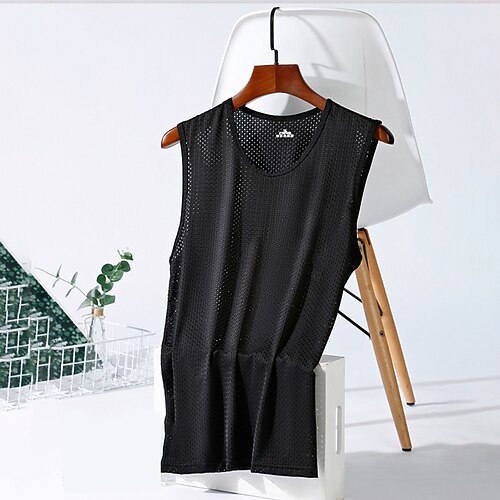 Herren Tank Top Weste Unterhemd Ärmelloses Shirt Ärmellos Rundhalsausschnitt Sommer Einfach Mode Designer Basic Urlaub Straße Ausgehen Schwarz Weiß Dunkelblau Top T-Shirt für Herren Image