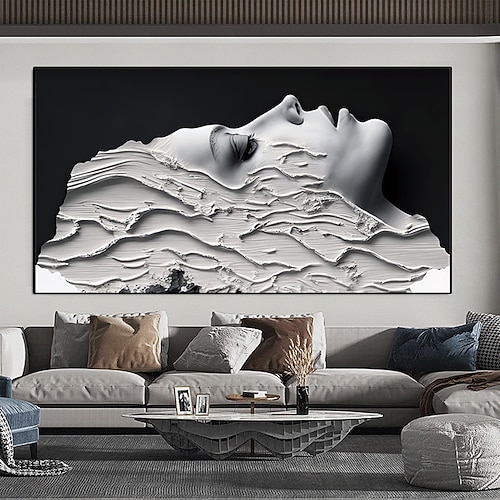 Handgefertigtes Gesichtsölgemälde, handgemaltes Messergesicht, Frauengemälde, sexy Gemälde, 3D-Gemälde, hochwertiges Gemälde, horizontale abstrakte Menschen, zeitgenössisch, modern, gerollte Leinwand Image