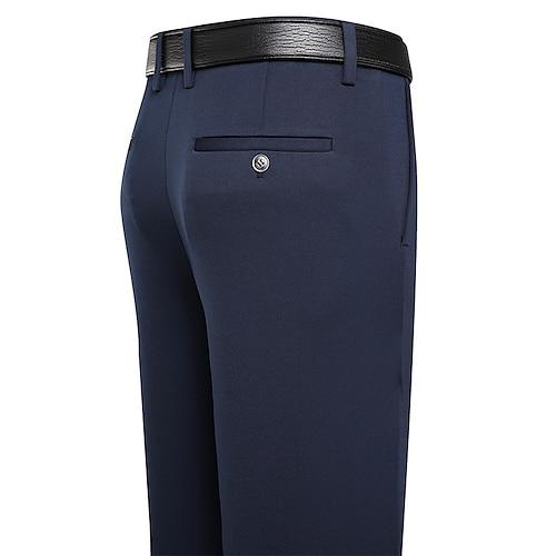 Herren Anzughose Hose Stoffhosen Hose mit flacher Vorderseite Gerader Schnitt Geometrie Stretch Bügelfrei Formell Hochzeit Geschäft Klassicher Stil Lässig Schwarz Königsblau Hohe Taille Dehnbar