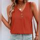 Damen Tank Top Glatt Casual Taste Melonen-Rot Ärmellos Vintage Strassenmode V Ausschnitt