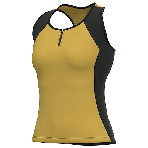 Damen Fahrradweste Grafik Ärmellos Fahhrad Trikot Oberteil mit 3 Gesäßtaschen Mountainbike MTB Straßenradsport Schnelltrocknend Reflektierende Streifen Bequem Feuchtigkeitsableitend Sport Gelb Rosa Image