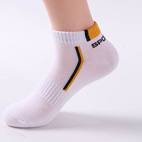 2 Paar Herrensocken mit Buchstaben- und Streifenmuster, Knöchelsocken, Laufsocken, Farbblock, modisch, lässig, täglich, mittelgroß, Frühling, Sommer, Herbst, Winter, stilvoll, traditionell, klassisch Image